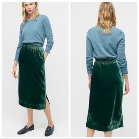 green velvet midi skirt